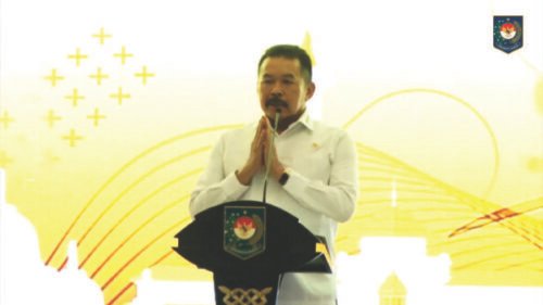 Jaksa Agung (ST Burhanuddin) Dalam Rapat Koordinasi Inspektur Daerah Seluruh Indonesia Tahun 2023 Yang Disiarkan Secara Langsung Melalui Youtube Dan Zoom